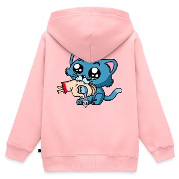 Hungry kitten - Kids Premium Organic Zip-up Hoodie - rose - Back - AI Model Kid Female (0cm)