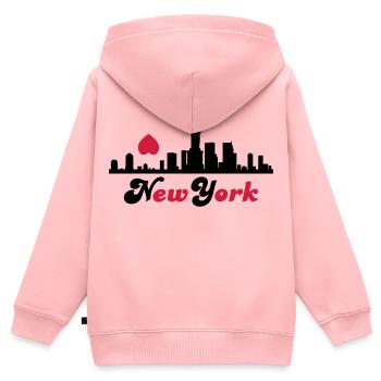 new york - Kinder Premium Organic Zip Hoodie - Rosa - Hinten - AI Model Kid Female (0cm)