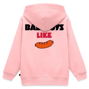saucisse - Sweat Premium à capuche zippé enfant bio - rose - Dos - AI Model Kid Female (0cm)