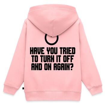 Haben Sie versucht, den PC aus- und wieder einzuschalten? # - Kinder Premium Organic Zip Hoodie - Rosa - Hinten - AI Model Kid Female (0cm)