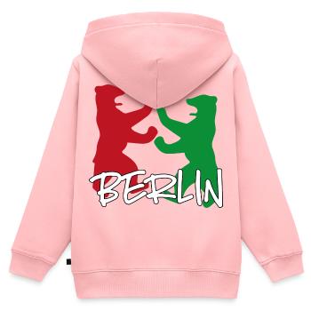 Berlin - Sweat Premium à capuche zippé enfant bio - rose - Dos - AI Model Kid Female (0cm)