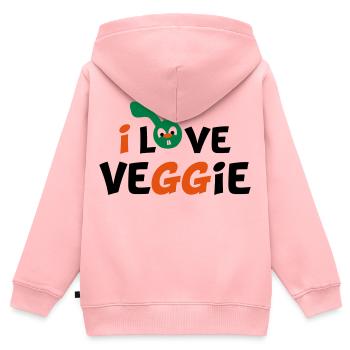 vegetarian - Kids Premium Organic Zip-up Hoodie - rose - Back - AI Model Kid Female (0cm)