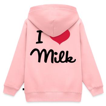 I Love Milk - Kinder Premium Organic Zip Hoodie - Rosa - Hinten - AI Model Kid Female (0cm)