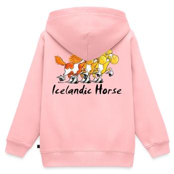 Islandpferde Trio - Isländer - Kinder Premium Organic Zip Hoodie - Rosa - Hinten - AI Model Kid Female (0cm)