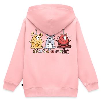 Einhorn Trio - Kinder Premium Organic Zip Hoodie - Rosa - Hinten - AI Model Kid Female (0cm)