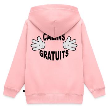 Câlins gratuits mains - Sweat Premium à capuche zippé enfant bio - rose - Dos - AI Model Kid Female (0cm)