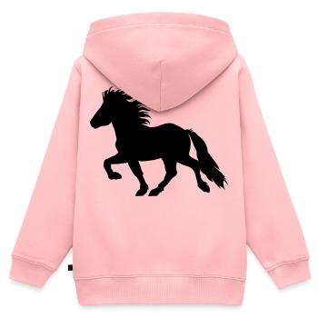 Cheval islandais doux, Tölter n° 6, islandais - Sweat Premium à capuche zippé enfant bio - rose - Dos - AI Model Kid Female (0cm)