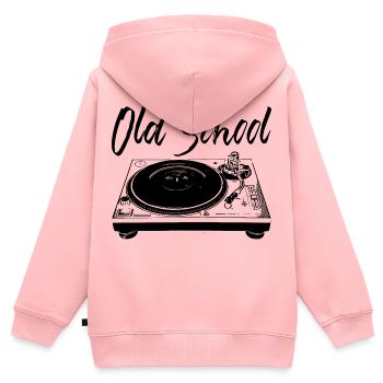 Old School - Plattenspieler - Kinder Premium Organic Zip Hoodie - Rosa - Hinten - AI Model Kid Female (0cm)