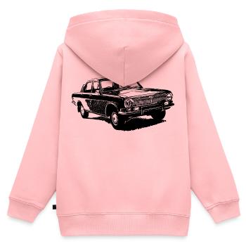 Volga GAZ 24 - Sweat Premium à capuche zippé enfant bio - rose - Dos - AI Model Kid Female (0cm)