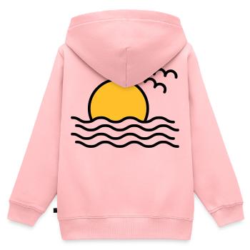Coucher de soleil - Sweat Premium à capuche zippé enfant bio - rose - Dos - AI Model Kid Female (0cm)