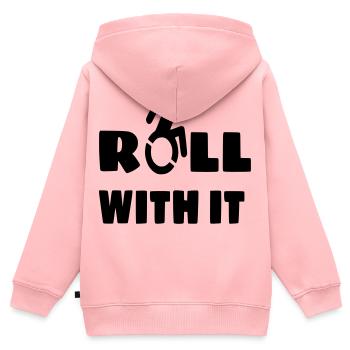 Ich rolle mit meinem Rollstuhl, Rolle, Behinderten # - Kinder Premium Organic Zip Hoodie - Rosa - Hinten - AI Model Kid Female (0cm)