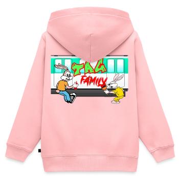 Tag Family - Sweat Premium à capuche zippé enfant bio - rose - Dos - AI Model Kid Female (0cm)
