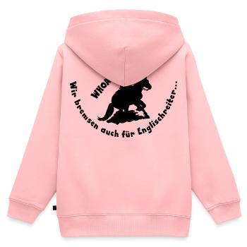Westernreiten bremsen für Englischreiter, WHOA  - Kinder Premium Organic Zip Hoodie - Rosa - Hinten - AI Model Kid Female (0cm)