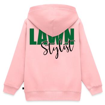 Rasen mähen - Kinder Premium Organic Zip Hoodie - Rosa - Hinten - AI Model Kid Female (0cm)