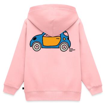 Auto - Kinder Premium Organic Zip Hoodie - Rosa - Hinten - AI Model Kid Female (0cm)