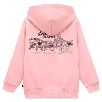 Rome - Sweat Premium à capuche zippé enfant bio - rose - Dos - AI Model Kid Female (0cm)