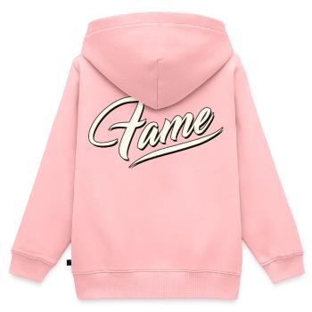 célébrité célèbre célèbre gagnant populaire connu - Sweat Premium à capuche zippé enfant bio - rose - Dos - AI Model Kid Female (0cm)