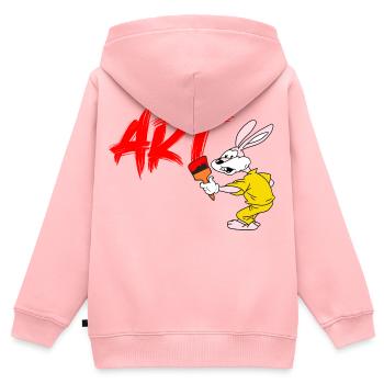 Serge le Lapin artiste - Sweat Premium à capuche zippé enfant bio - rose - Dos - AI Model Kid Female (0cm)