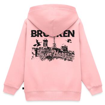 Brocken im Harz - Kinder Premium Organic Zip Hoodie - Rosa - Hinten - AI Model Kid Female (0cm)