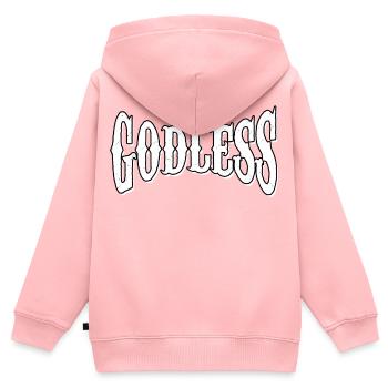 dieu dieu prie dieu prière dieu divinité chemise divine - Sweat Premium à capuche zippé enfant bio - rose - Dos - AI Model Kid Female (0cm)