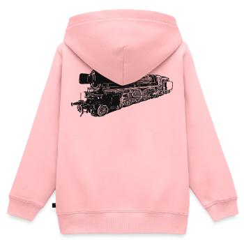 Dampflok 01 180 - Kinder Premium Organic Zip Hoodie - Rosa - Hinten - AI Model Kid Female (0cm)