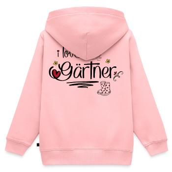 Gärtner - Kinder Premium Organic Zip Hoodie - Rosa - Hinten - AI Model Kid Female (0cm)