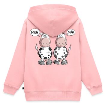 Eine Kuh Kann Fremdsprache I Kommunikation Kuh - Kinder Premium Organic Zip Hoodie - Rosa - Hinten - AI Model Kid Female (0cm)