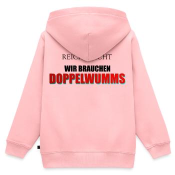 Wumms, Doppelwumms, Scholz, Politik, Sprüche - Kinder Premium Organic Zip Hoodie - Rosa - Hinten - AI Model Kid Female (0cm)