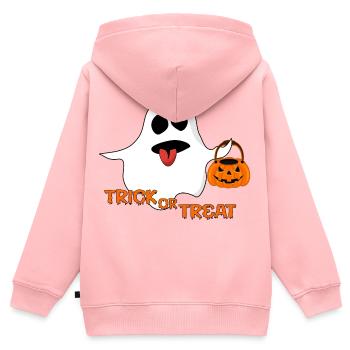 Astuce ou gâterie spirituelle - Sweat Premium à capuche zippé enfant bio - rose - Dos - AI Model Kid Female (0cm)