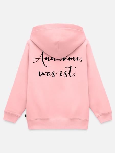 ANNAHME Achtsamkeit - Kinder Premium Organic Zip Hoodie - Rosa