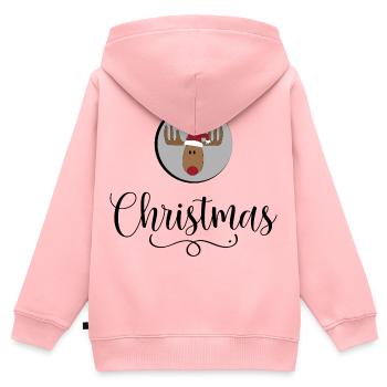 Christmas - Kinder Premium Organic Zip Hoodie - Rosa - Hinten - AI Model Kid Female (0cm)