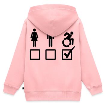 Tous les utilisateurs de fauteuils roulants sont adaptés* - Sweat Premium à capuche zippé enfant bio - rose - Dos - AI Model Kid Female (0cm)