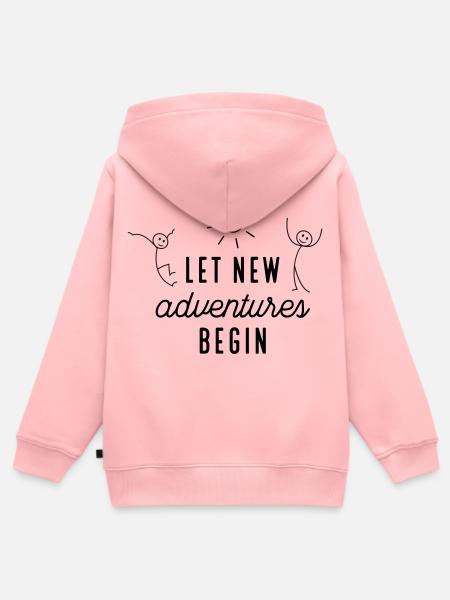 Aventure ou nouveau départ - Sweat Premium à capuche zippé enfant bio - rose