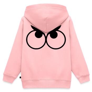 Yeux en colère avec sourcils # - Sweat Premium à capuche zippé enfant bio - rose - Dos - AI Model Kid Female (0cm)