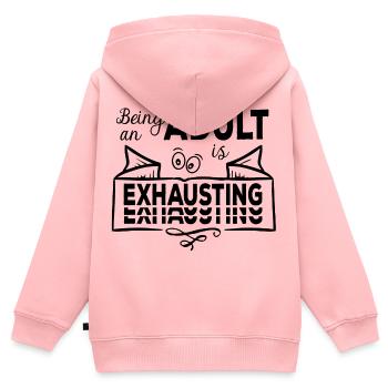 Être adulte est épuisant - Erwachsensein - Sweat Premium à capuche zippé enfant bio - rose - Dos - AI Model Kid Female (0cm)