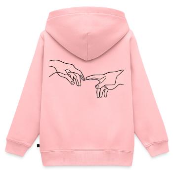 La création des mains d’Adam - Sweat Premium à capuche zippé enfant bio - rose - Dos - AI Model Kid Female (0cm)