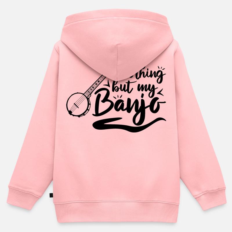 Rien que mon banjo - Sweat Premium à capuche zippé enfant bio - rose