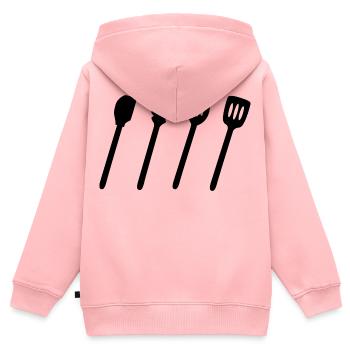 Kochlöffel Set - Kinder Premium Organic Zip Hoodie - Rosa - Hinten - AI Model Kid Female (0cm)