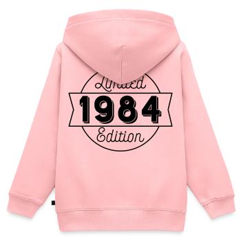 Geburtsjahr 1984 - Kinder Premium Organic Zip Hoodie - Rosa - Hinten - AI Model Kid Female (0cm)