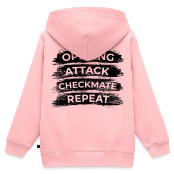 Coup d’ouverture, Échec et mat, Répétition - Sweat Premium à capuche zippé enfant bio - rose - Dos - AI Model Kid Female (0cm)