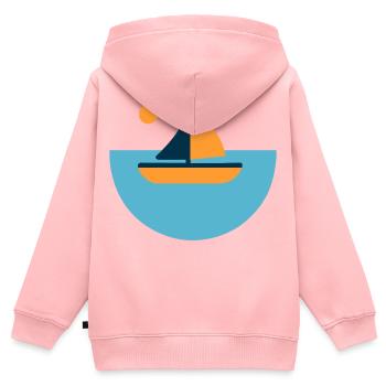 Voilier - Sweat Premium à capuche zippé enfant bio - rose - Dos - AI Model Kid Female (0cm)