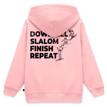 Répétition de l’arrivée du slalom en descente - Sweat Premium à capuche zippé enfant bio - rose - Dos - AI Model Kid Female (0cm)
