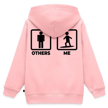Wellenreiter Strichmännchen - Kinder Premium Organic Zip Hoodie - Rosa - Hinten - AI Model Kid Female (0cm)