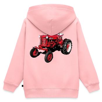 Alter Farmall Cub Traktor - Kinder Premium Organic Zip Hoodie - Rosa - Hinten - AI Model Kid Female (0cm)