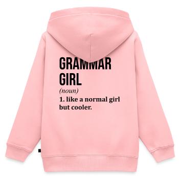 Grammaire Grammaire Grammaire - Sweat Premium à capuche zippé enfant bio - rose - Dos - AI Model Kid Female (0cm)