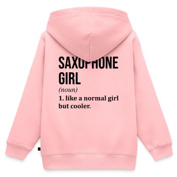 Saxophone Saxophone Saxophone - Sweat Premium à capuche zippé enfant bio - rose - Dos - AI Model Kid Female (0cm)