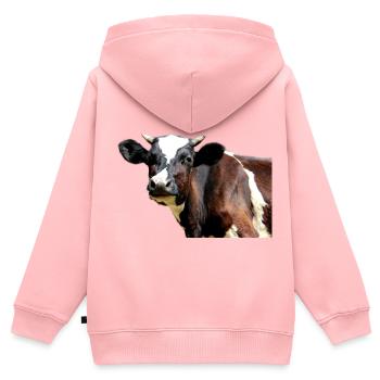 Vache - Sweat Premium à capuche zippé enfant bio - rose - Dos - AI Model Kid Female (0cm)