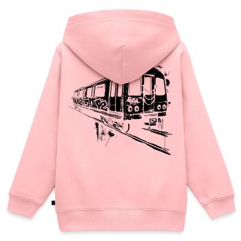 Railway Graphic - Kids Premium Organic Zip-up Hoodie - rose - Back - AI Model Kid Female (0cm)