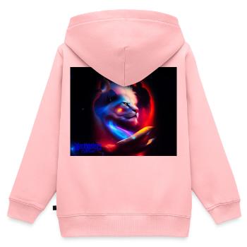 Lion Univers - Sweat Premium à capuche zippé enfant bio - rose - Dos - AI Model Kid Female (0cm)