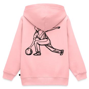 Bowler - Kinder Premium Organic Zip Hoodie - Rosa - Hinten - AI Model Kid Female (0cm)